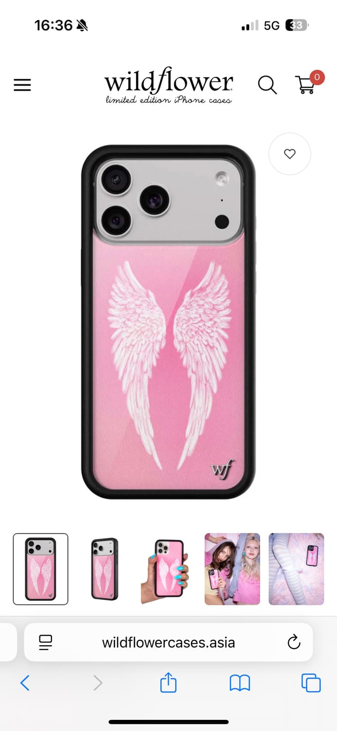 Wildflower 와일드 플라워 아이폰 16 케이스 핑크 날개 새제품 상품이미지1