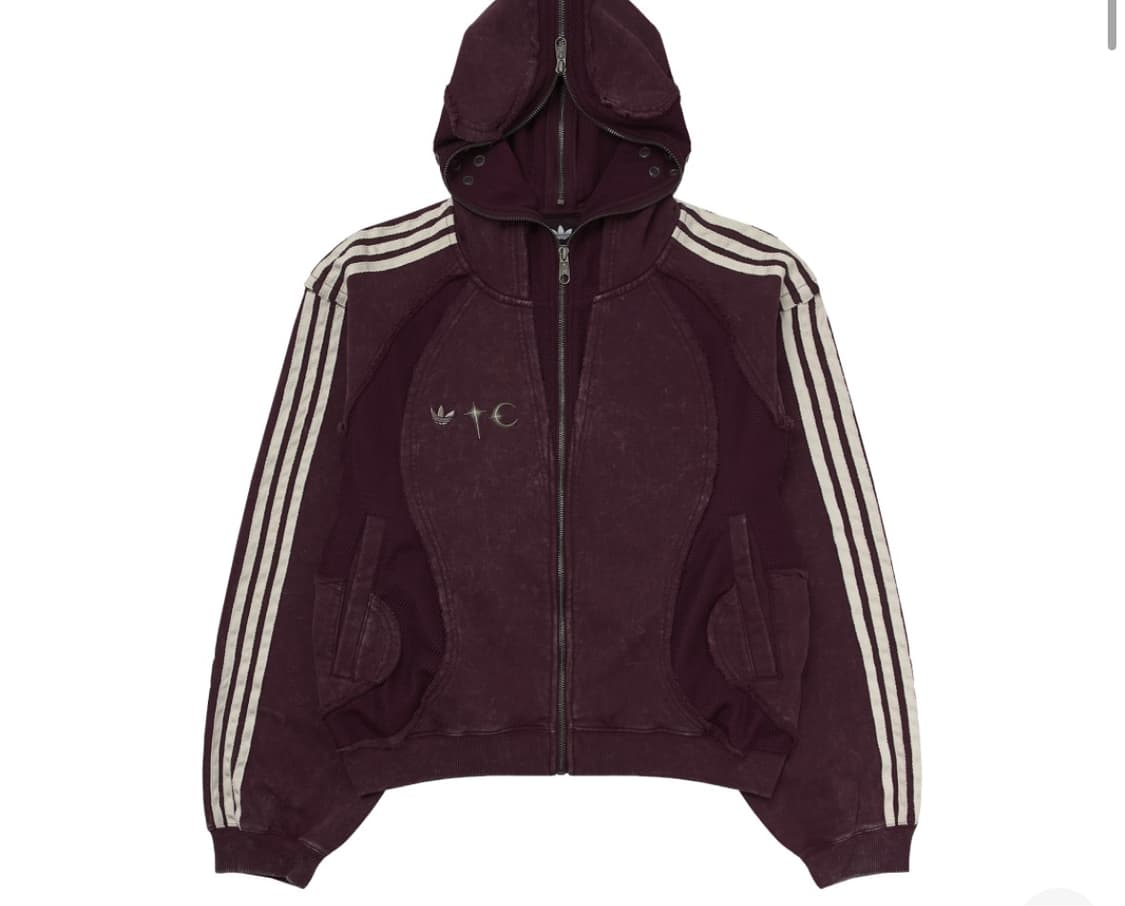 아디다스 x 떠그 클럽 팀가이스트 스웨트 후드 집업 마룬 팝니다 상품이미지1