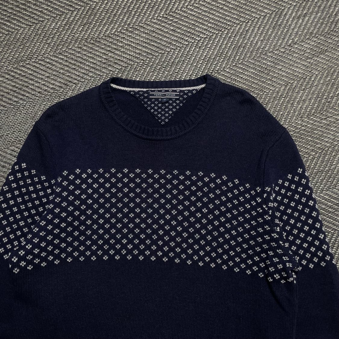 타미힐피거 패턴 라운드넥 니트 네이비o 5301 상품이미지4