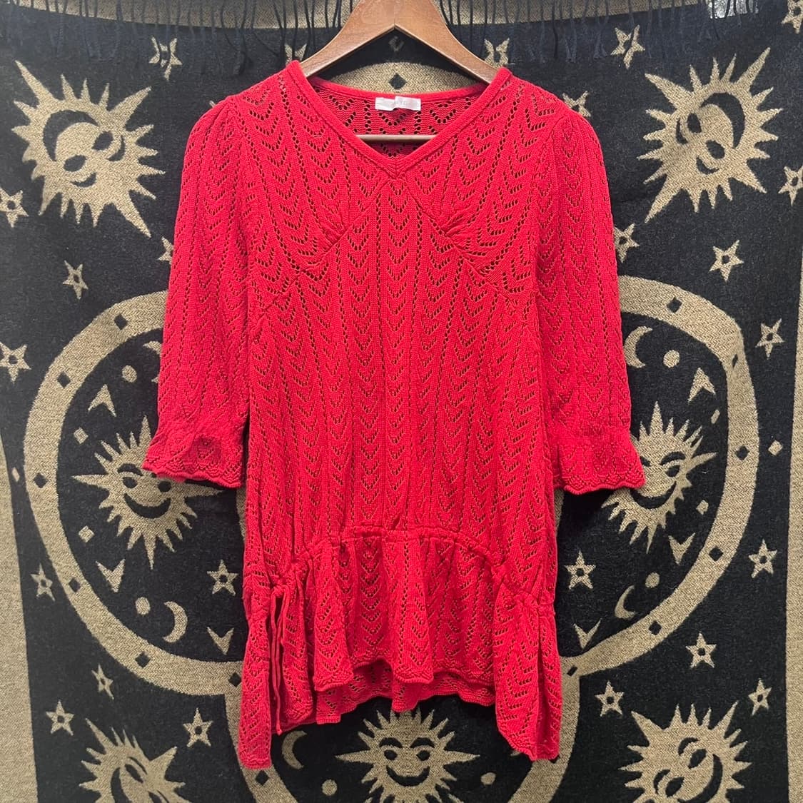 빈티지 오리엔탈 보헤미안 히피 펀칭 셔링 플레어 니트 K0018 상품이미지3