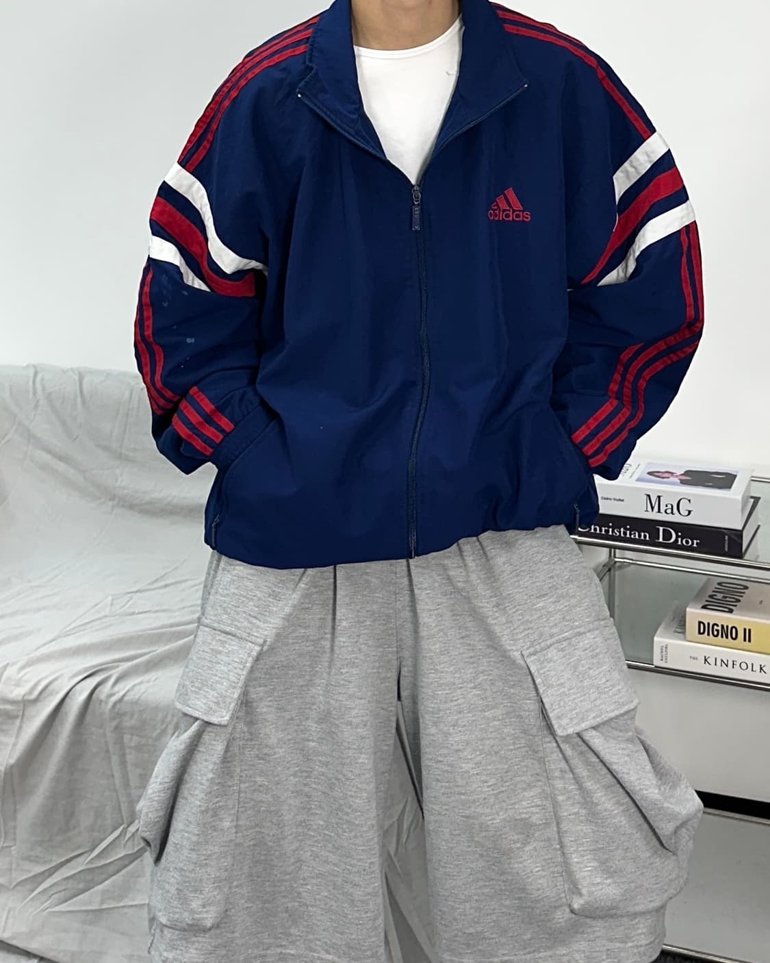 아디다스 90s 네이비 레드 바람막이 자켓 XL 상품이미지2
