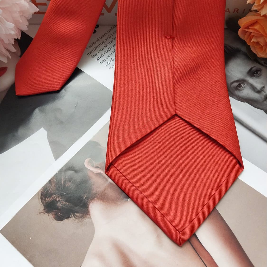 에르메스 실크 레드 솔리드 넥타이 9.4cm A+~A등급 K1530
 상품이미지6