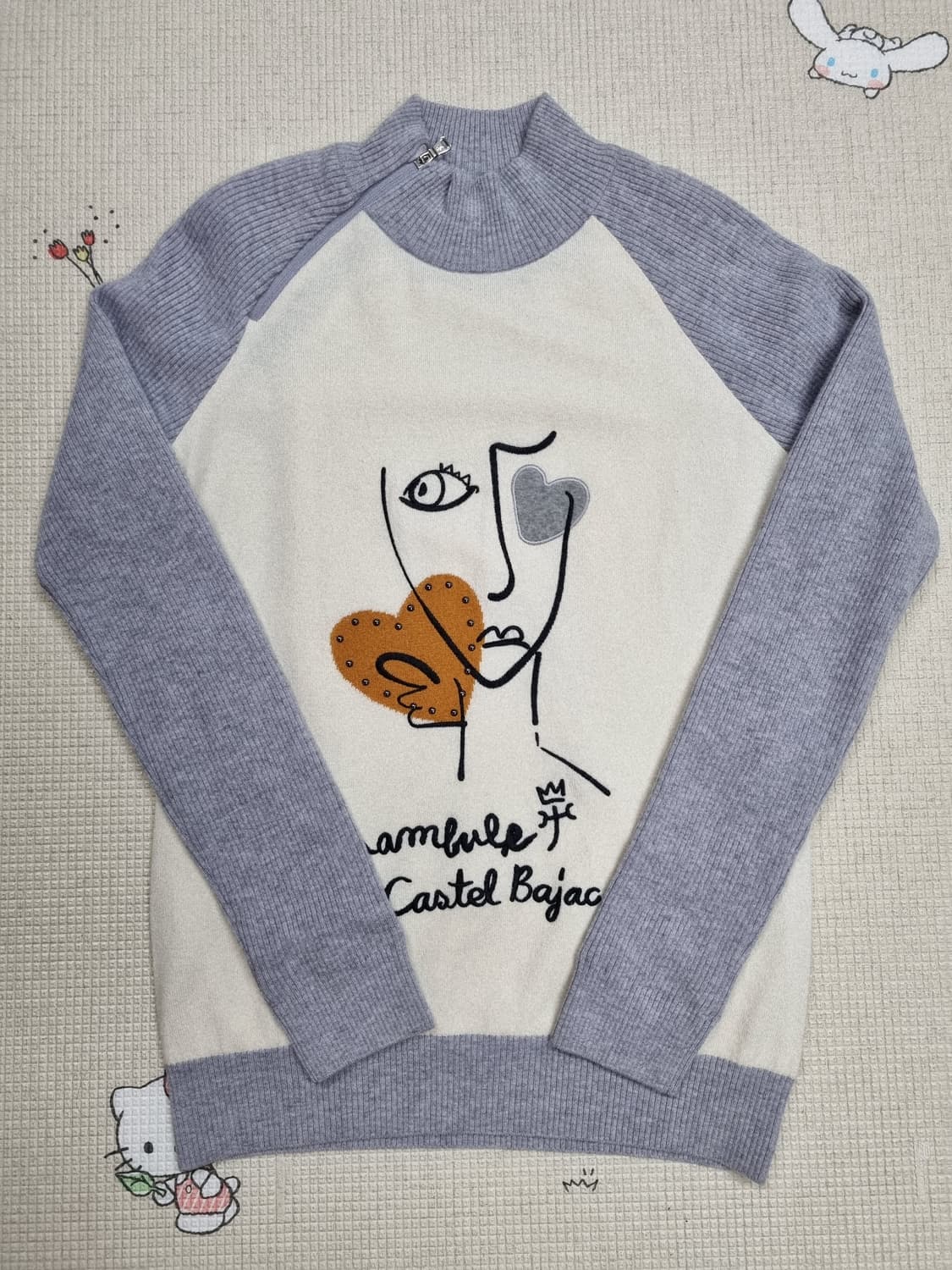 까스텔바작 여성 배색 방풍 하이넥 니트 티셔츠 95 상품이미지1