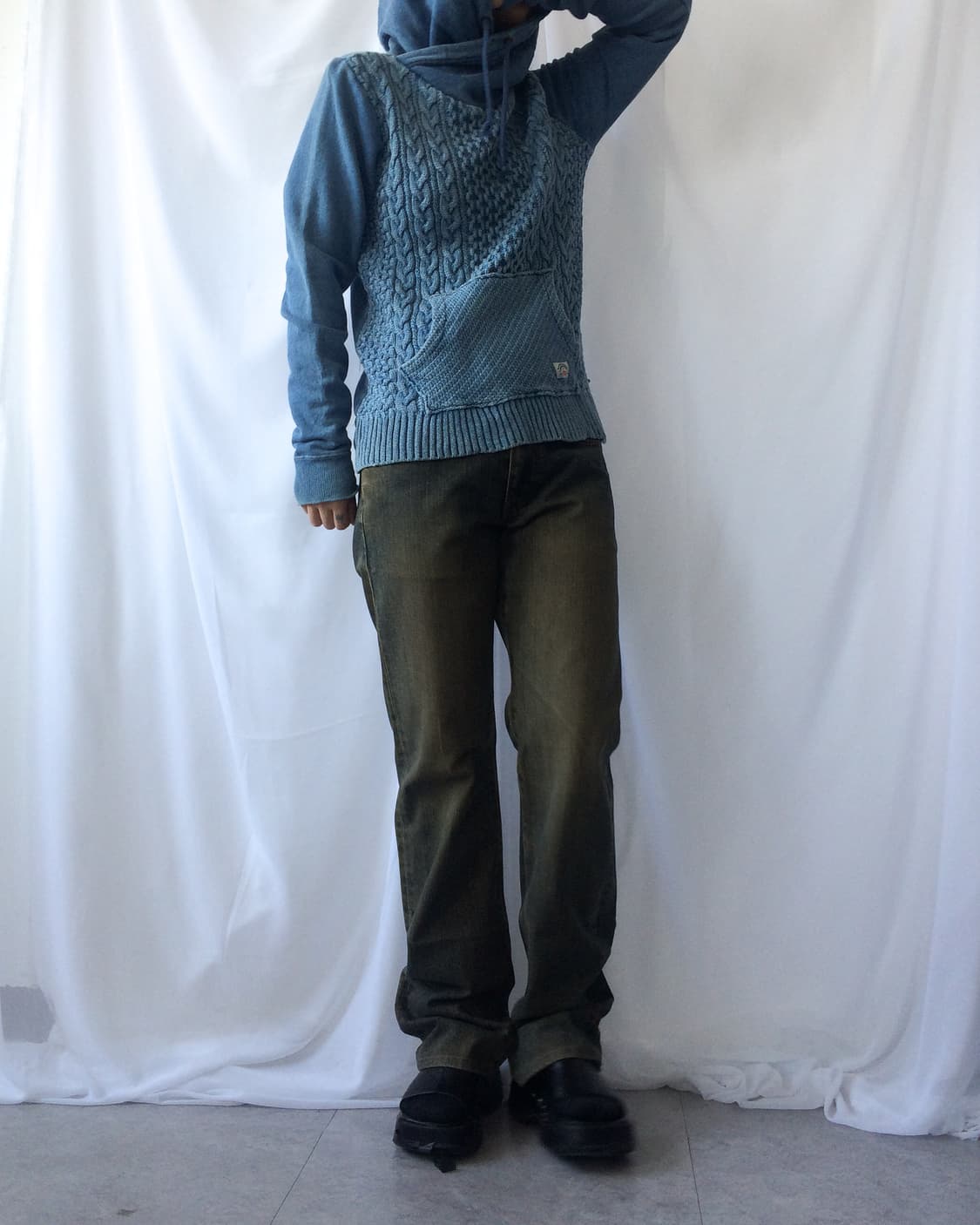 Neck line point cable knit hood 상품이미지8