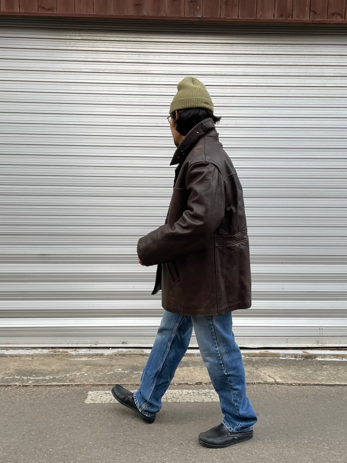 Rare!)60s French Brown Leather Car Coat  상품이미지5