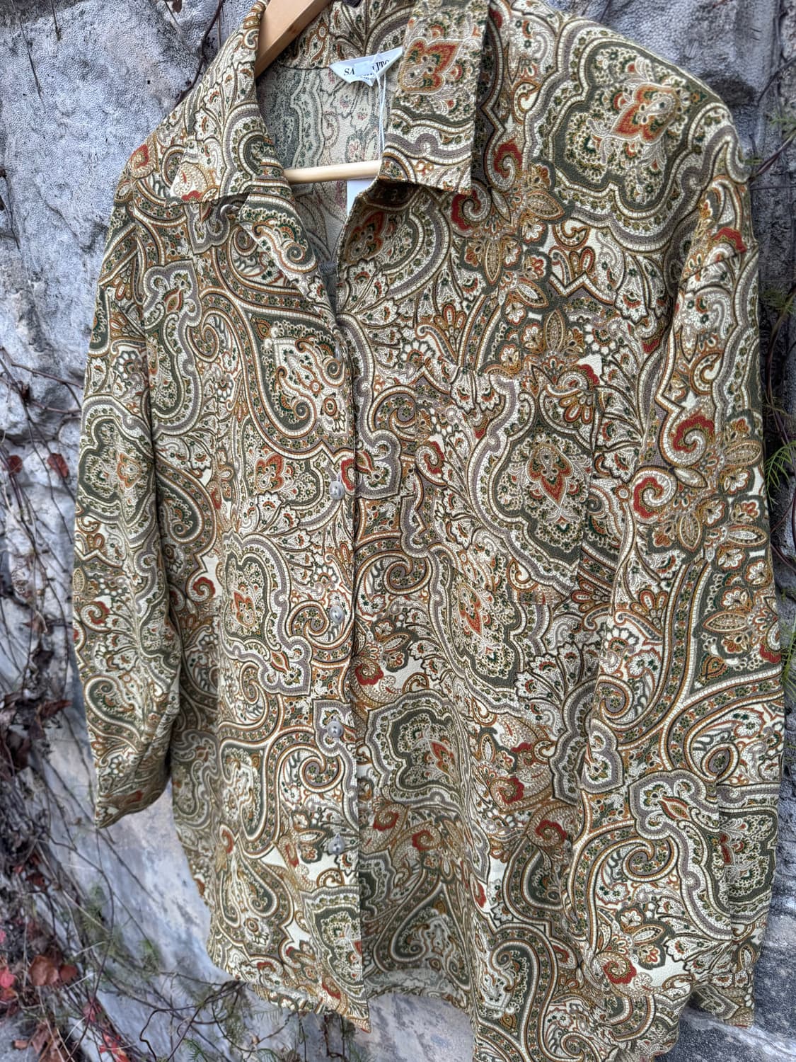 일본 빈티지 폴리 100 에스닉 패턴 셔츠 상품이미지3