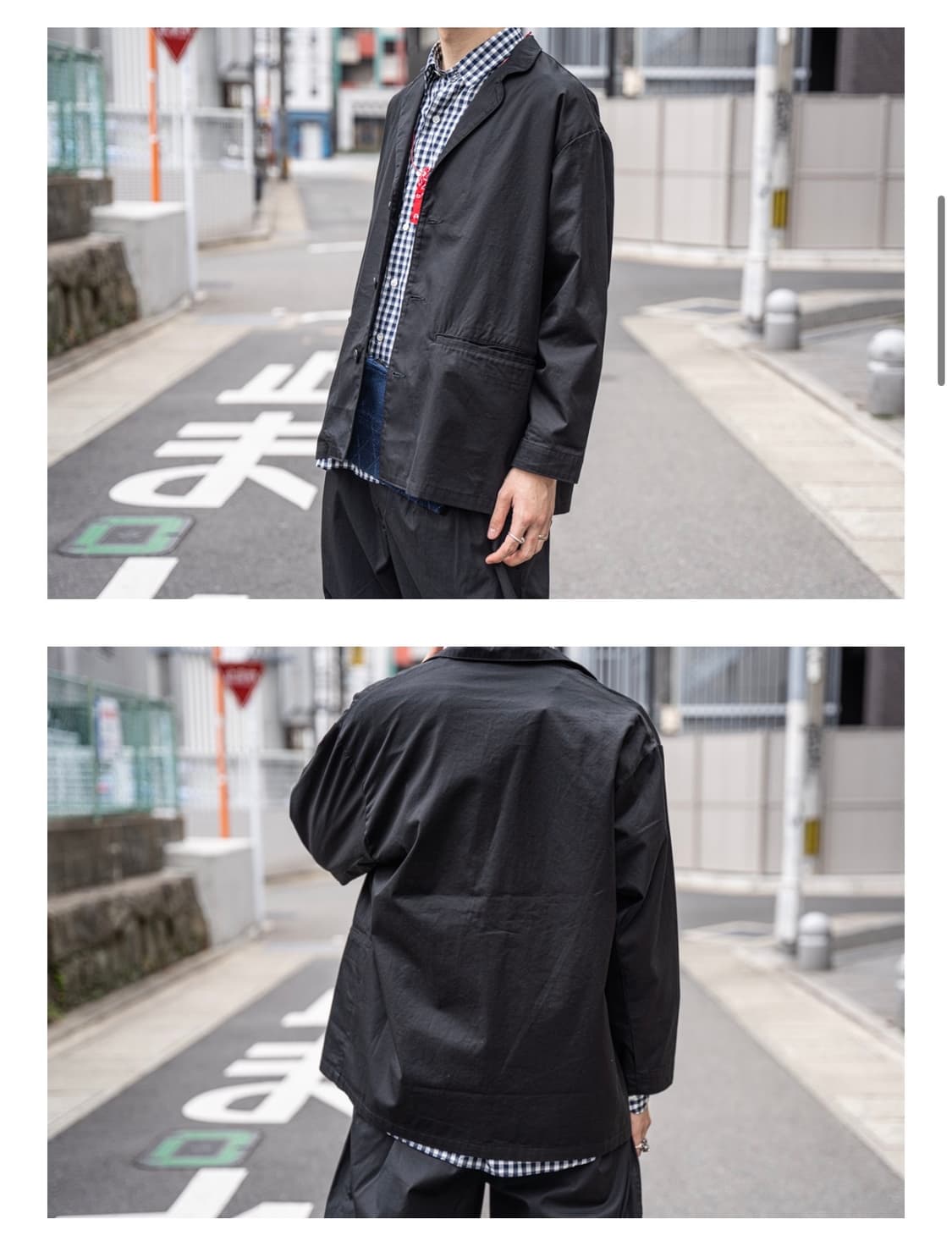 PORTER CLASSIC 개버딘 와이드 자켓 블랙  상품이미지9