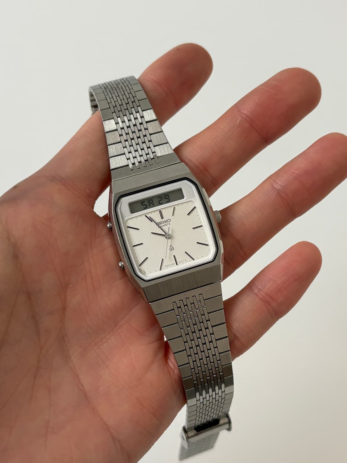 1980s Silver Square Ana-Digi Quartz 상품이미지1