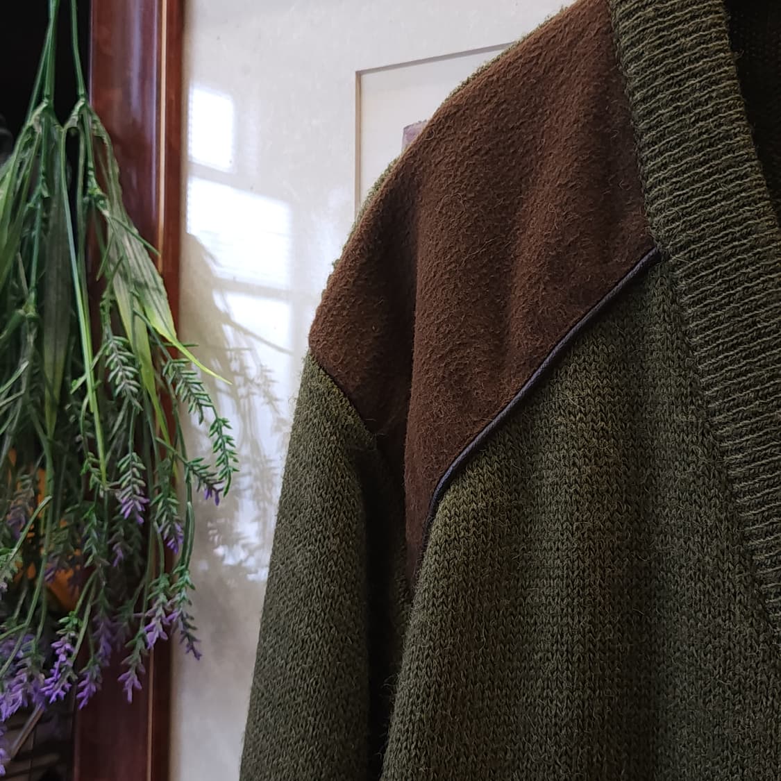 90s 프렌치 울 가디건 유럽 헤비울 스웨터 버튼 가디건 그린 L 상품이미지6