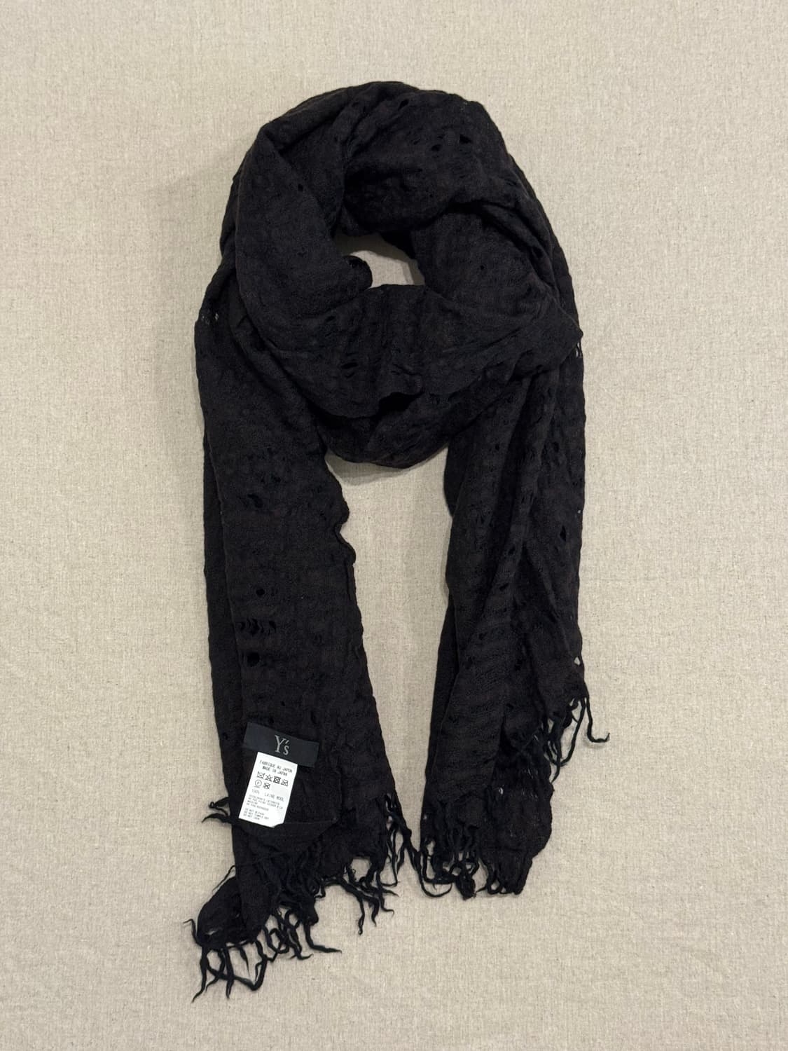 요지야마모토 디스트레스드 울 머플러 상품이미지7