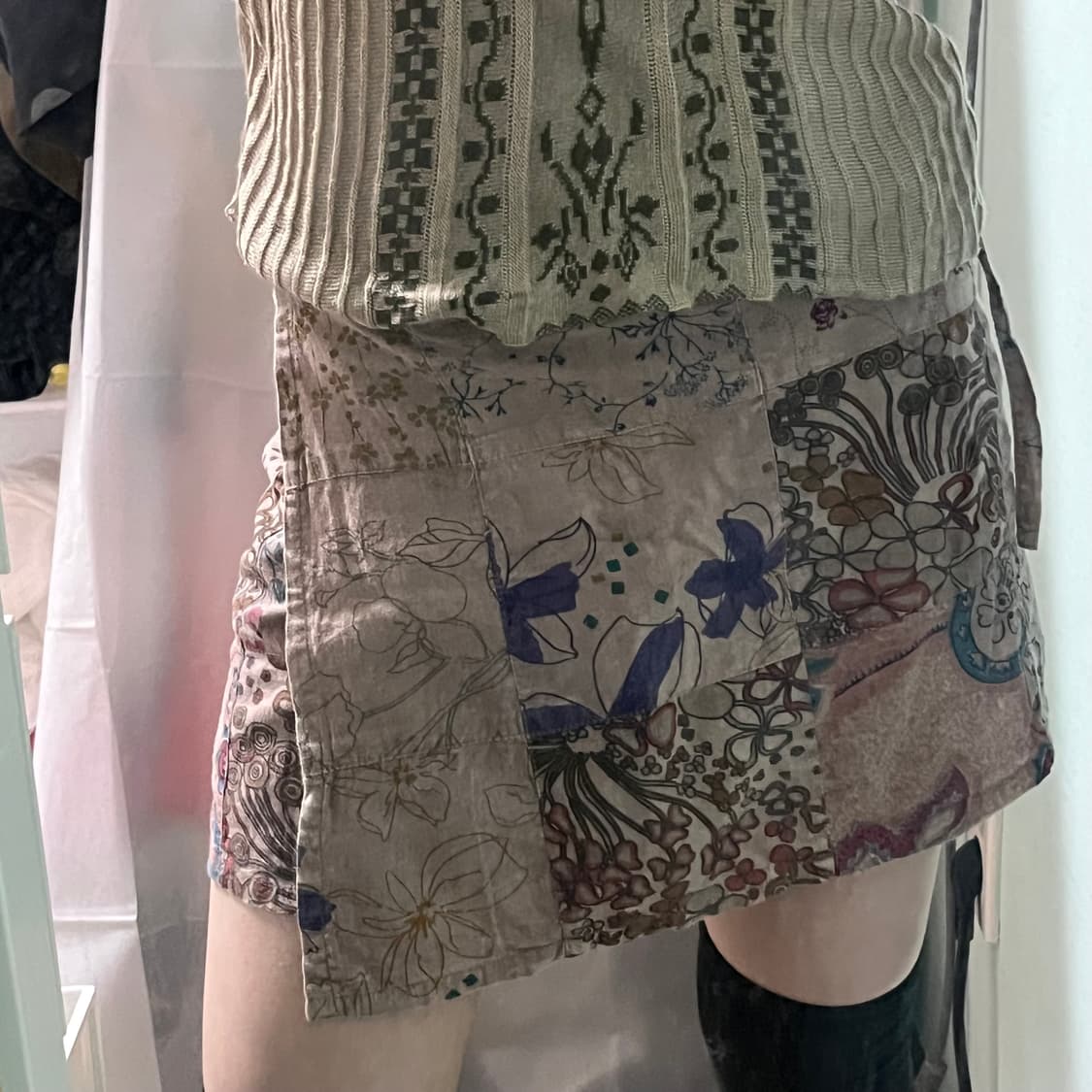 빈티지 히피 보헤미안 패턴 랩 미니 스커트  상품이미지1