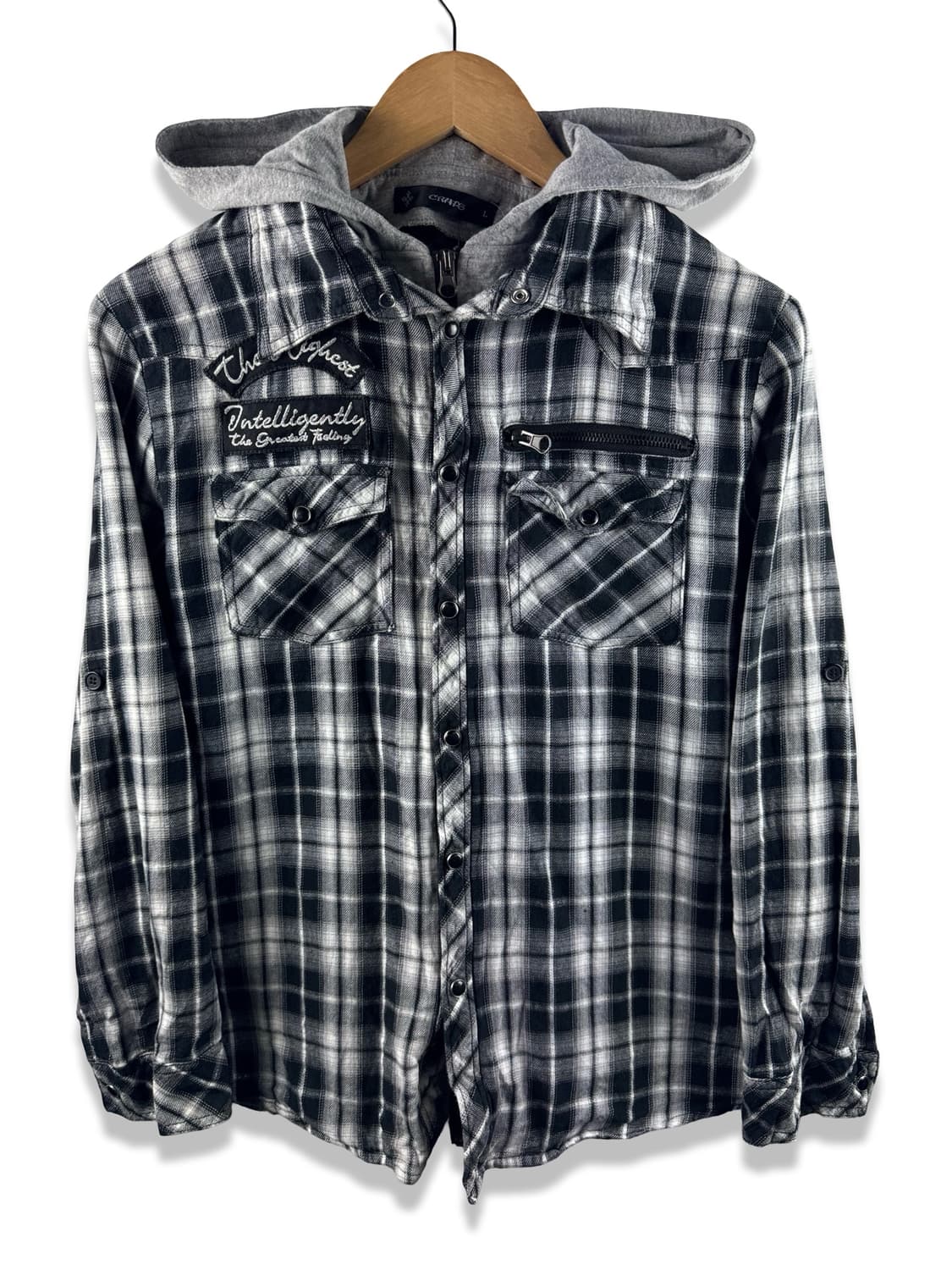 JPN Y2K 체크 레터링 레이어드 집업2159 상품이미지2