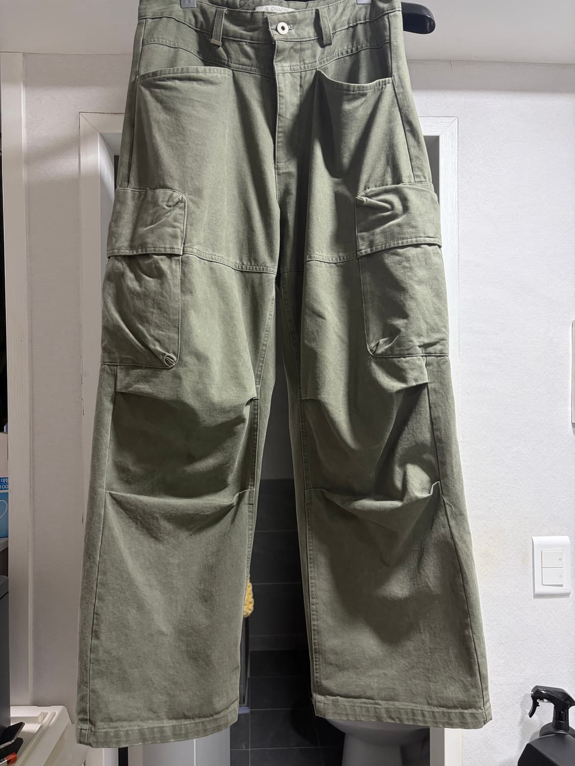 슬로우애시드 다이드 코튼 와이드 카고 팬츠 [카키] 상품이미지3