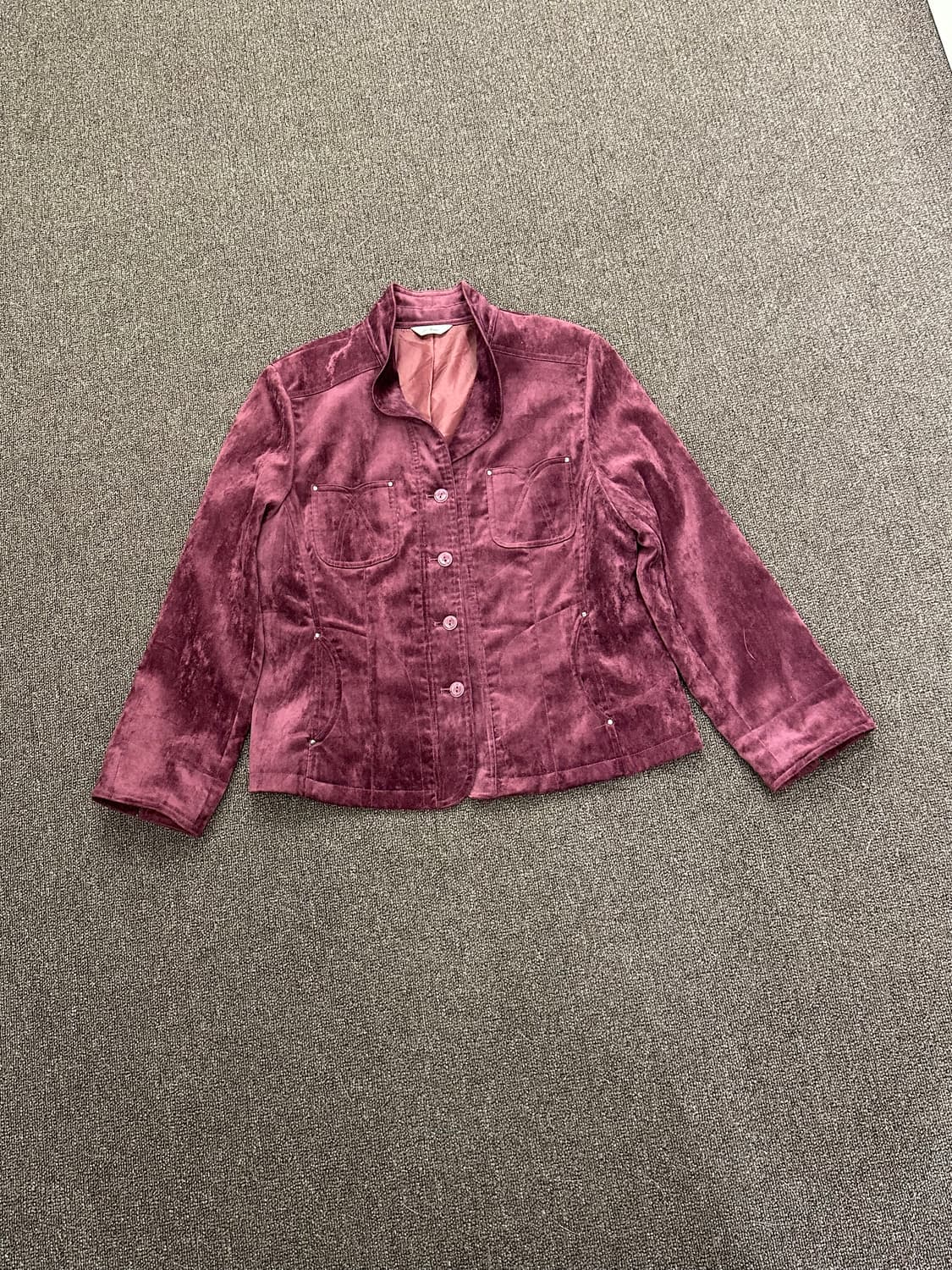 L)Japanese vintage 여성 벨벳 버건디 자켓 상품이미지1