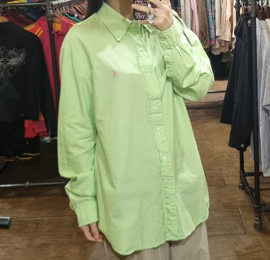[Hi] polo 폴로 긴팔 셔츠  라이트그린 상품이미지3