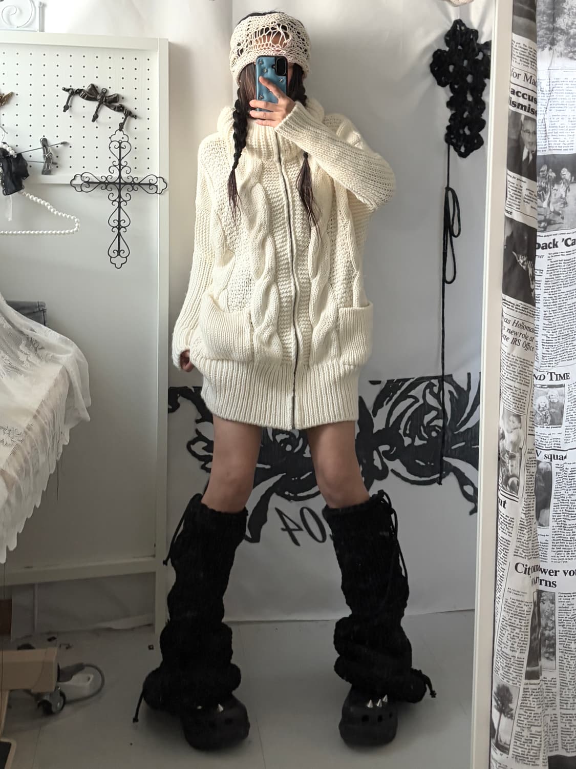 • Ivory High-Neck Knitwear Zip-Up 상품이미지6