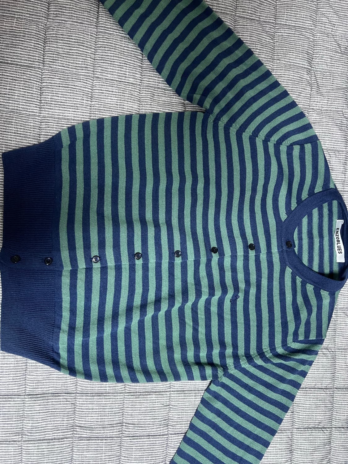 엔조 블루스 스트라이프 클래식 가디건 (Green Stripe) 상품이미지5