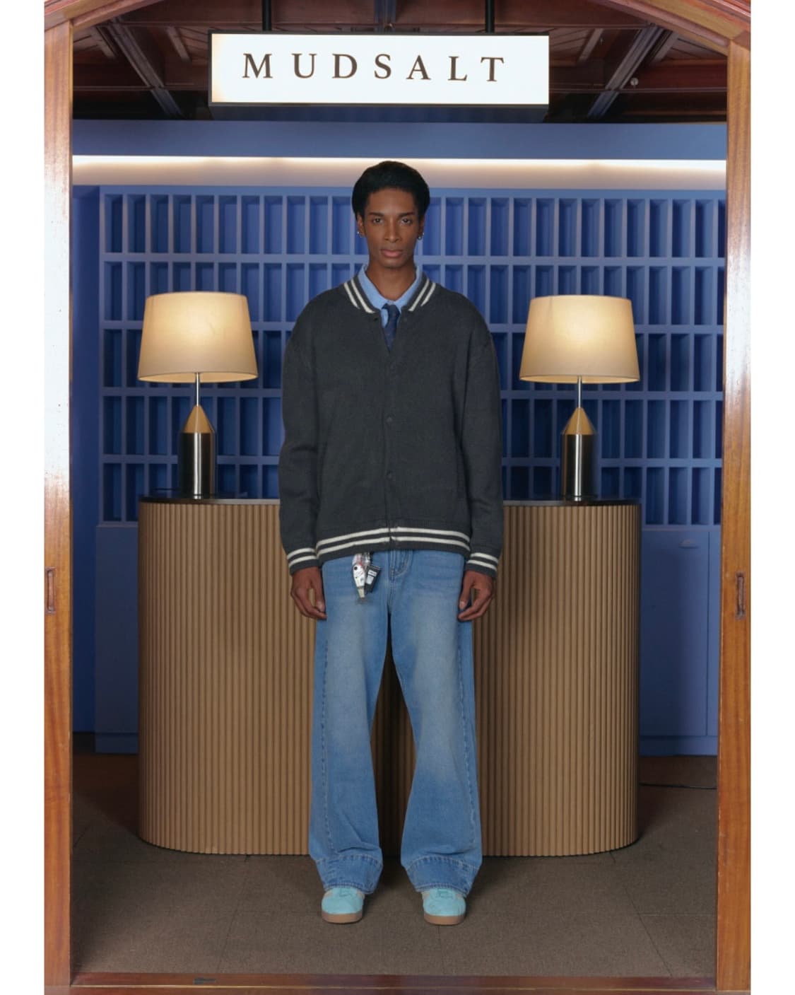 머드솔트 모달 바시티 니트 가디건 차콜 3 상품이미지5