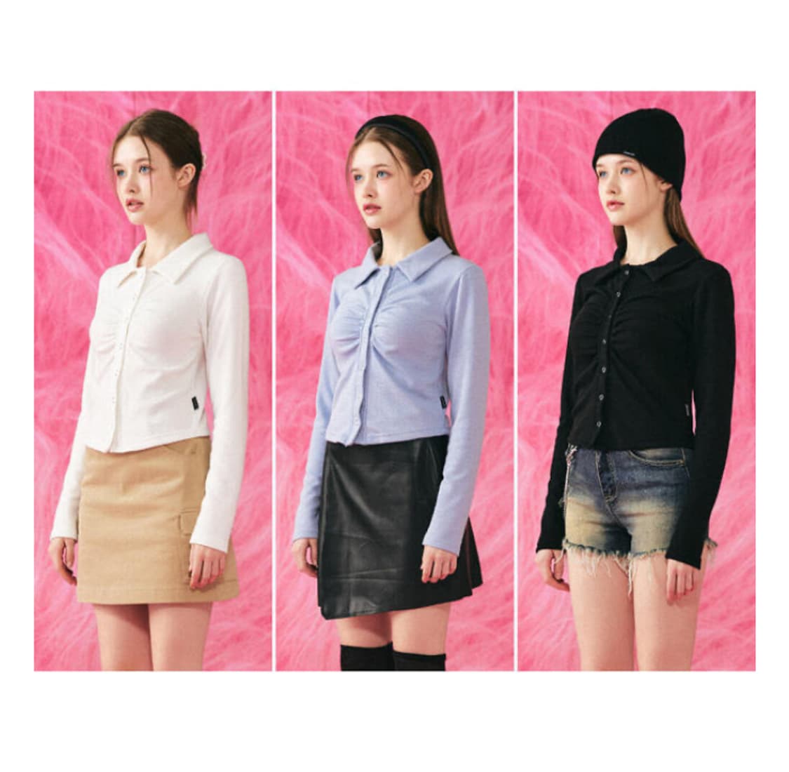 제로플래닛 셔링 카라 셔츠 블라우스 니트 상품이미지2