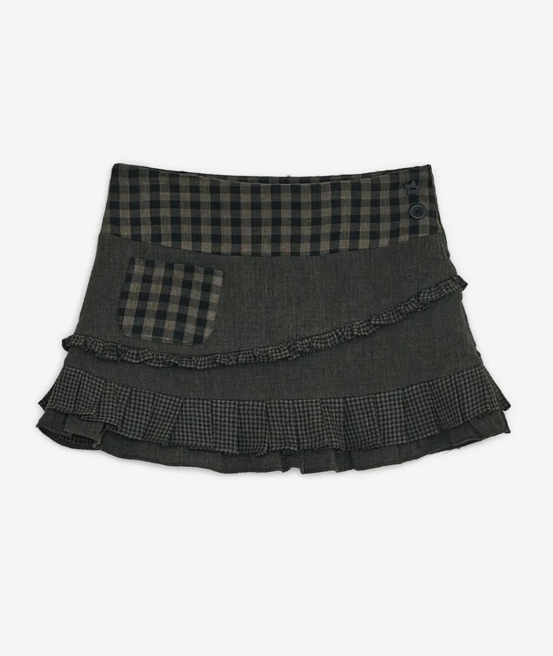 허그유어스킨 체크 러플 미니 스커트 (브라운) 상품이미지1