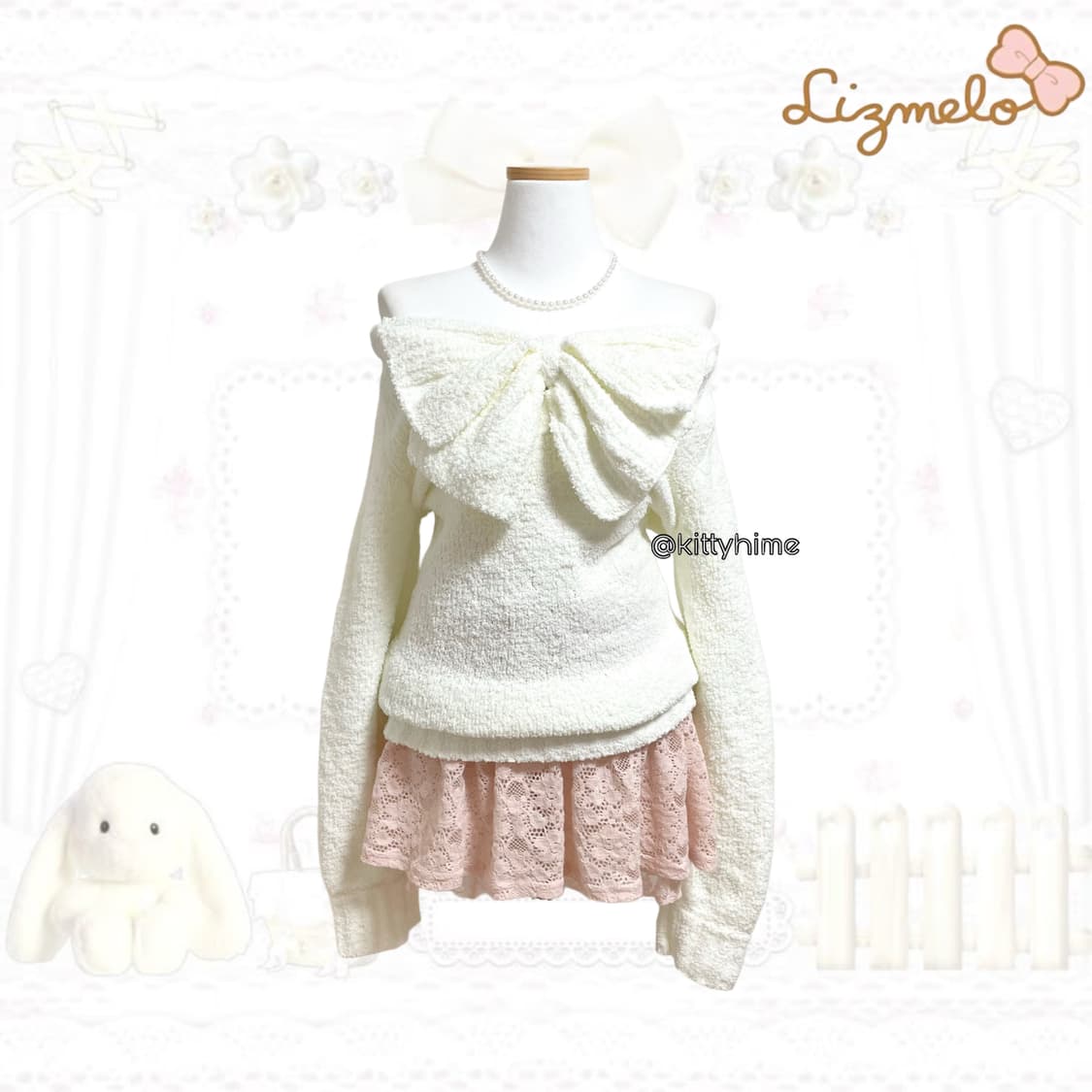 Liz lisa 리즈리사 빅리본 니트 핀터깔 히메갸루 히메카지 러블리갸루 상품이미지4