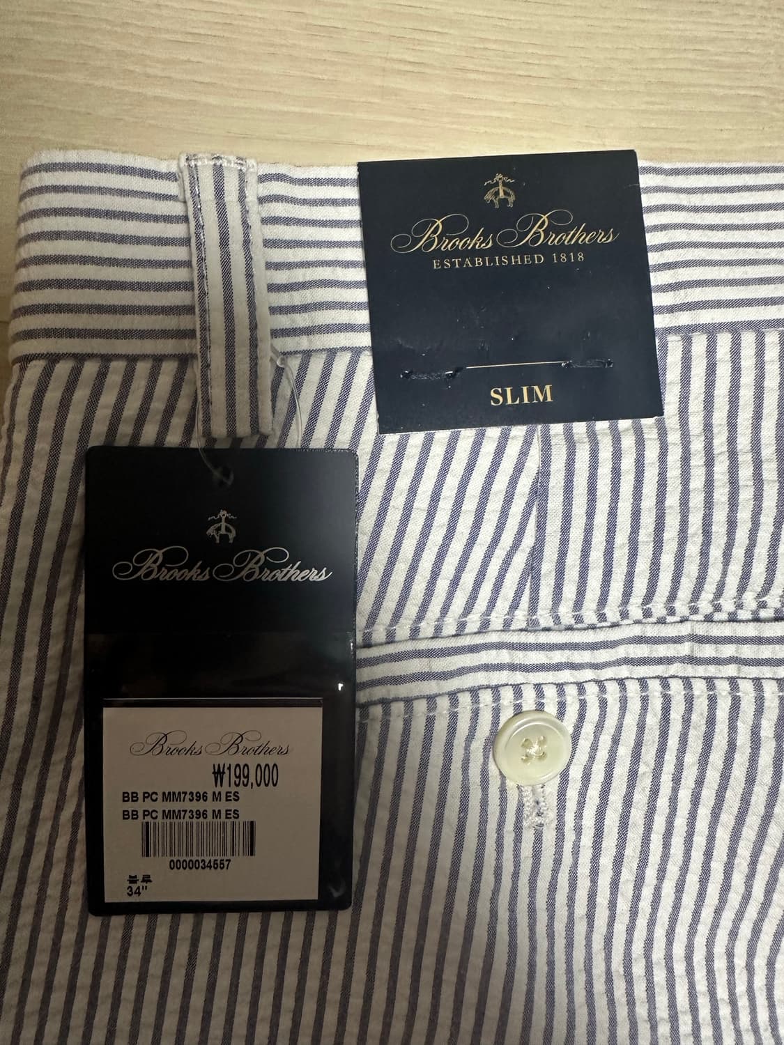브룩스브라더스 시어서커 팬츠 슬림핏 34사이즈 새상품 판매합니다. 상품이미지5
