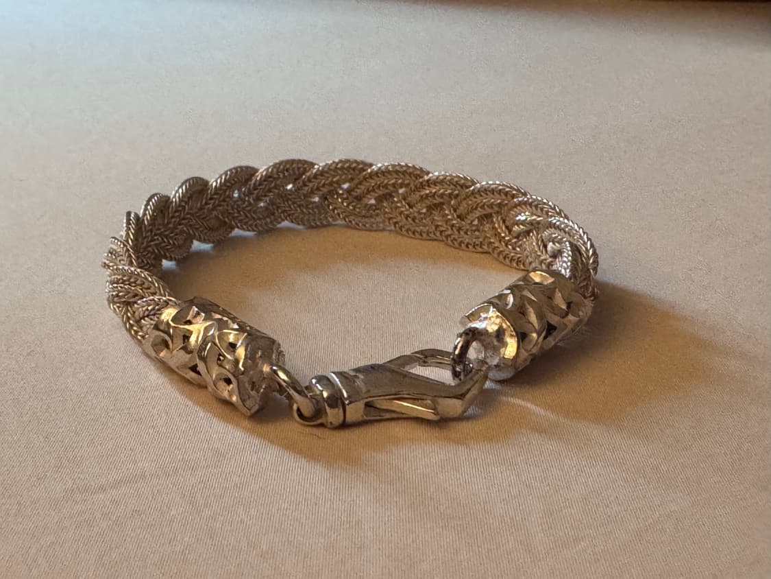 엠마누엘레 비꼬끼 아이스 플랫 브레디드 브레슬릿 은팔찌 상품이미지1