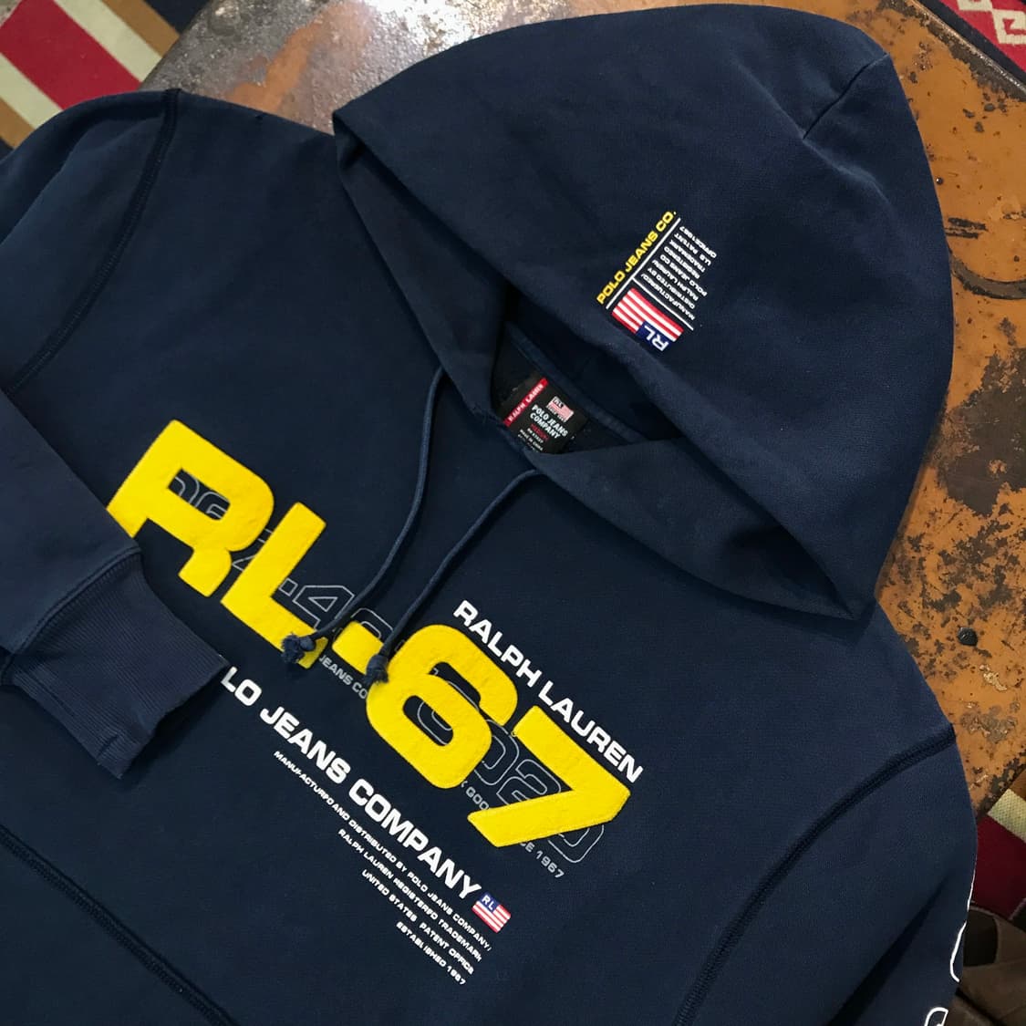 폴로 진 네이비 알파벳 프린팅 기모 후디 남성 115 빅사이즈  상품이미지3