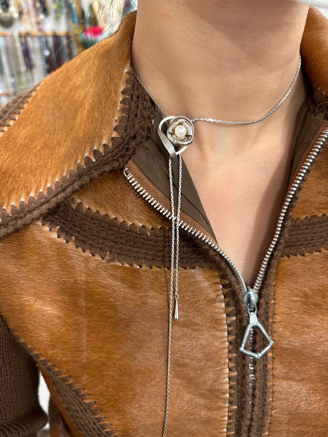 Vintage pearl bolo tie 상품이미지4