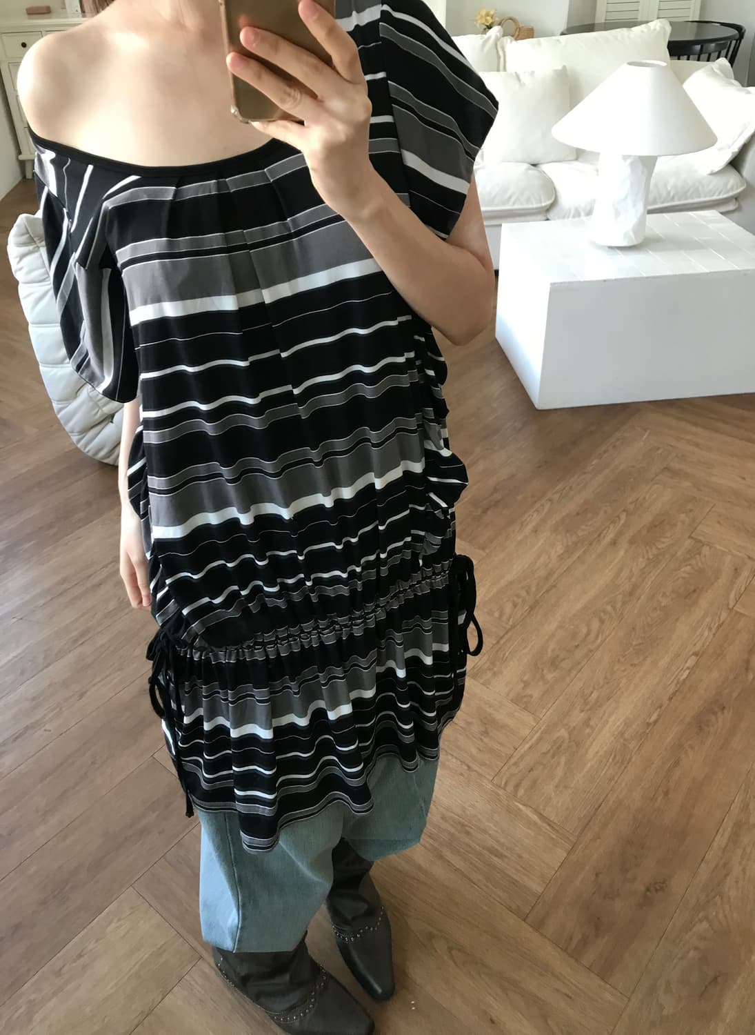 vintage stripe pattern one-piece 상품이미지2