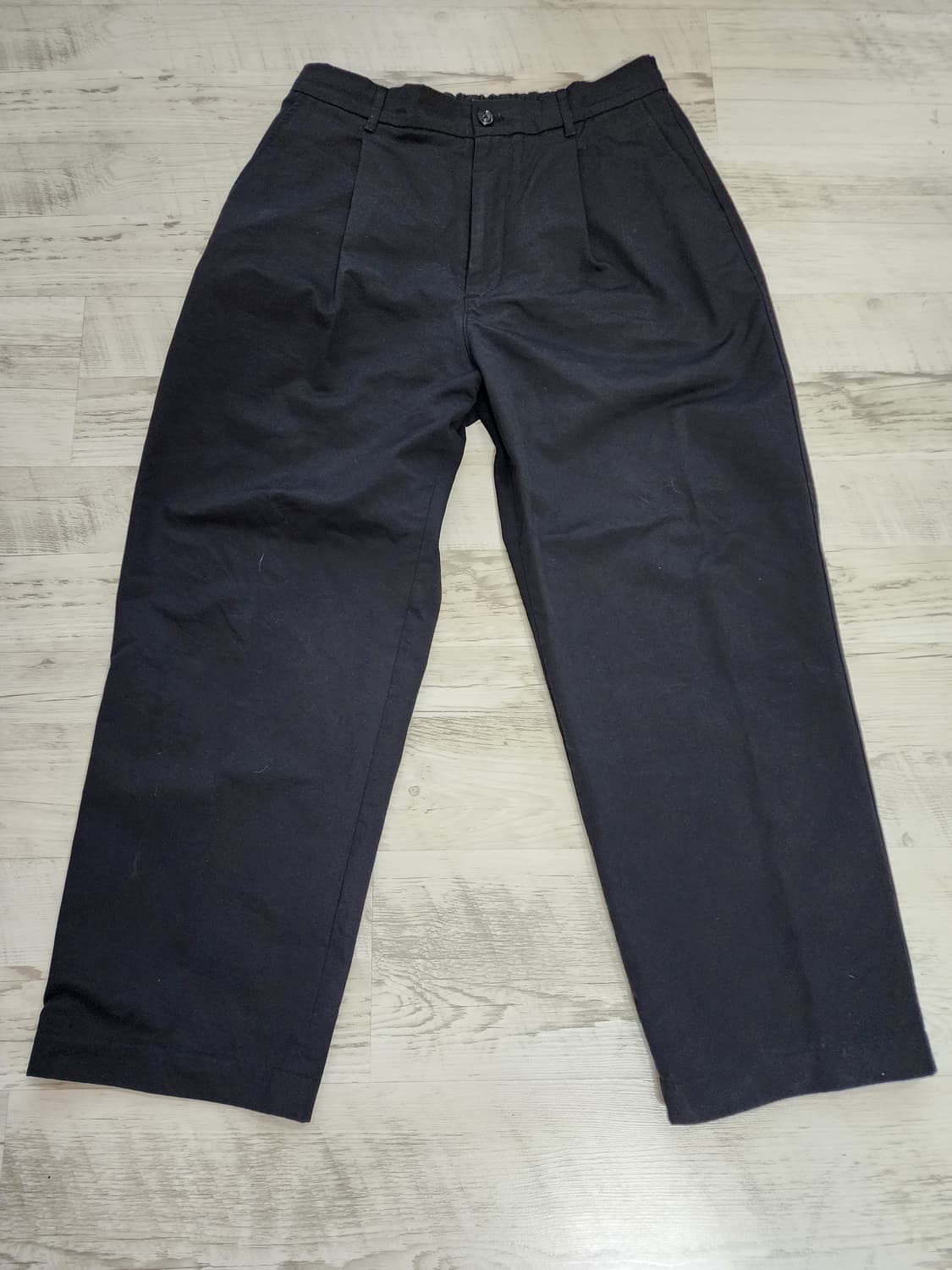 MERGO 메르고 원턱 치노 팬츠. XL(33~34) 블랙 와이드 면바지 상품이미지1