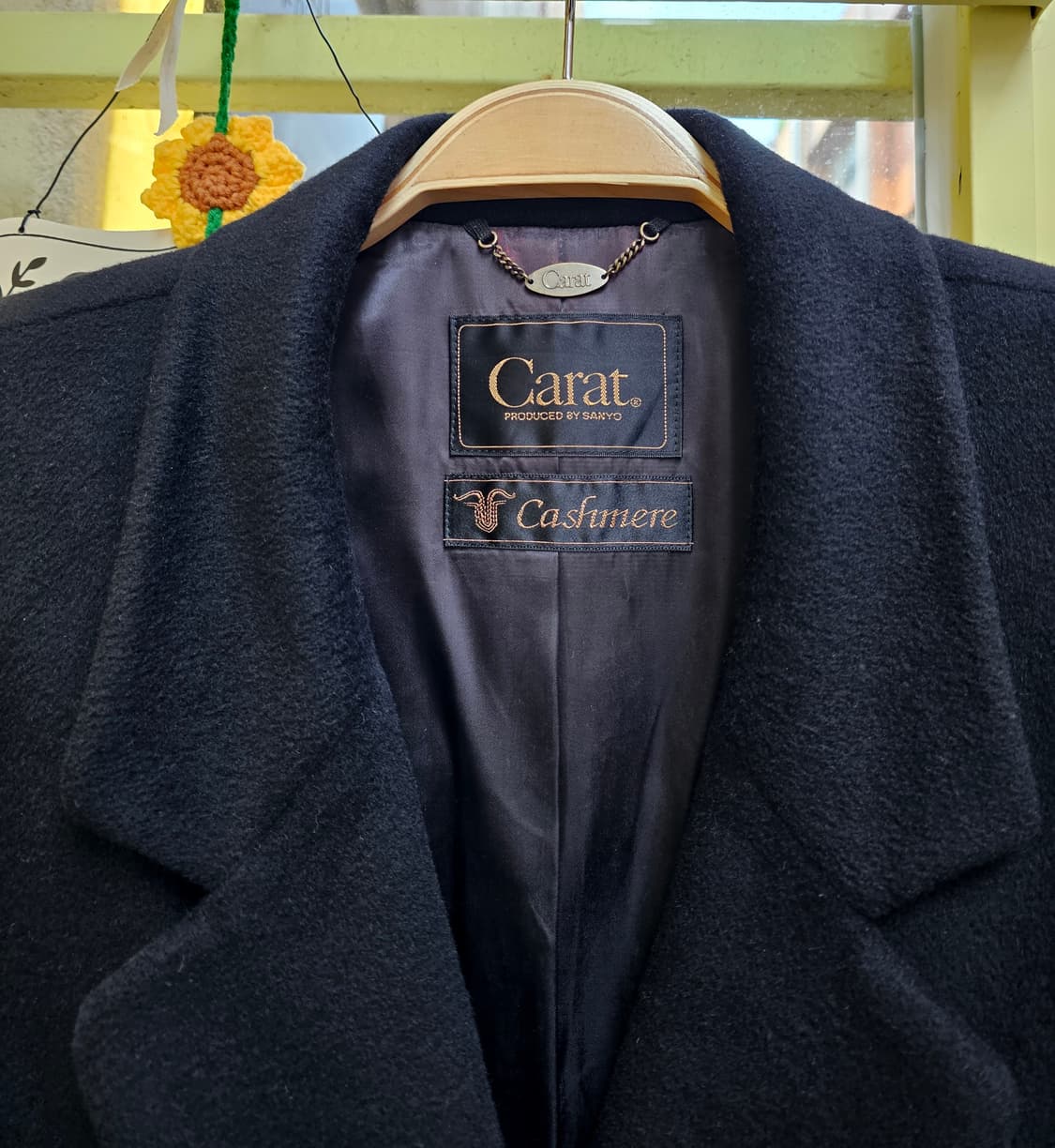 Carat by Sanyo 블랙 퓨어 캐시미어 테일러드 더블 코트 상품이미지3