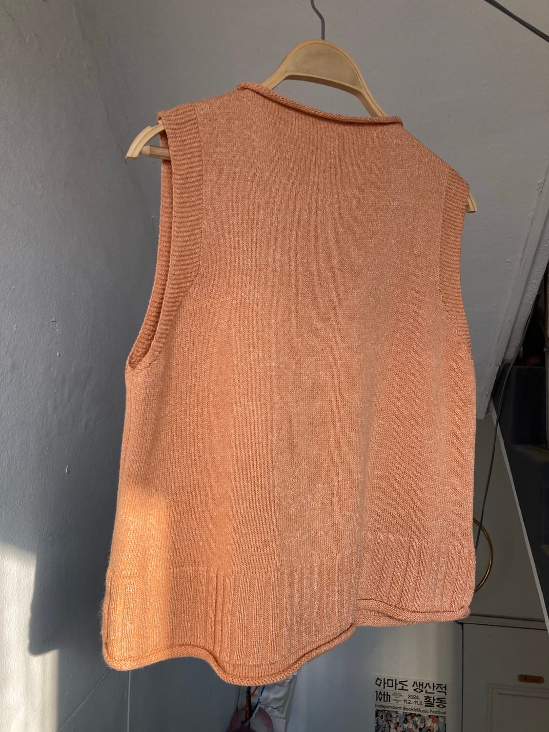 리넨•울 믹스 살구 니트 나시 상품이미지7