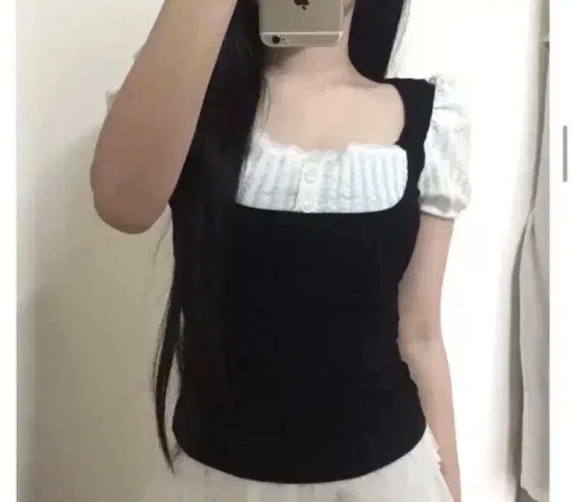 새거)레이스 퍼프 반팔티셔츠 쓰리타임즈 코이세이오 브랜디멜빌 미스치프 상품이미지1