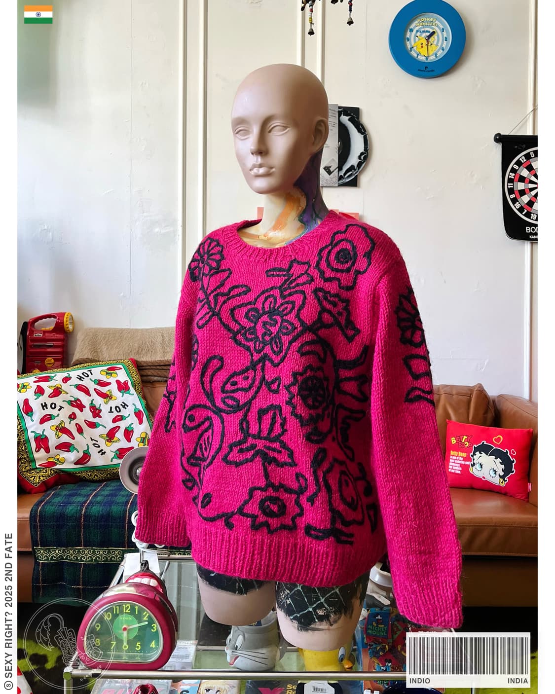 Indian 3D Floral Embroidery Knit Sweater 상품이미지1
