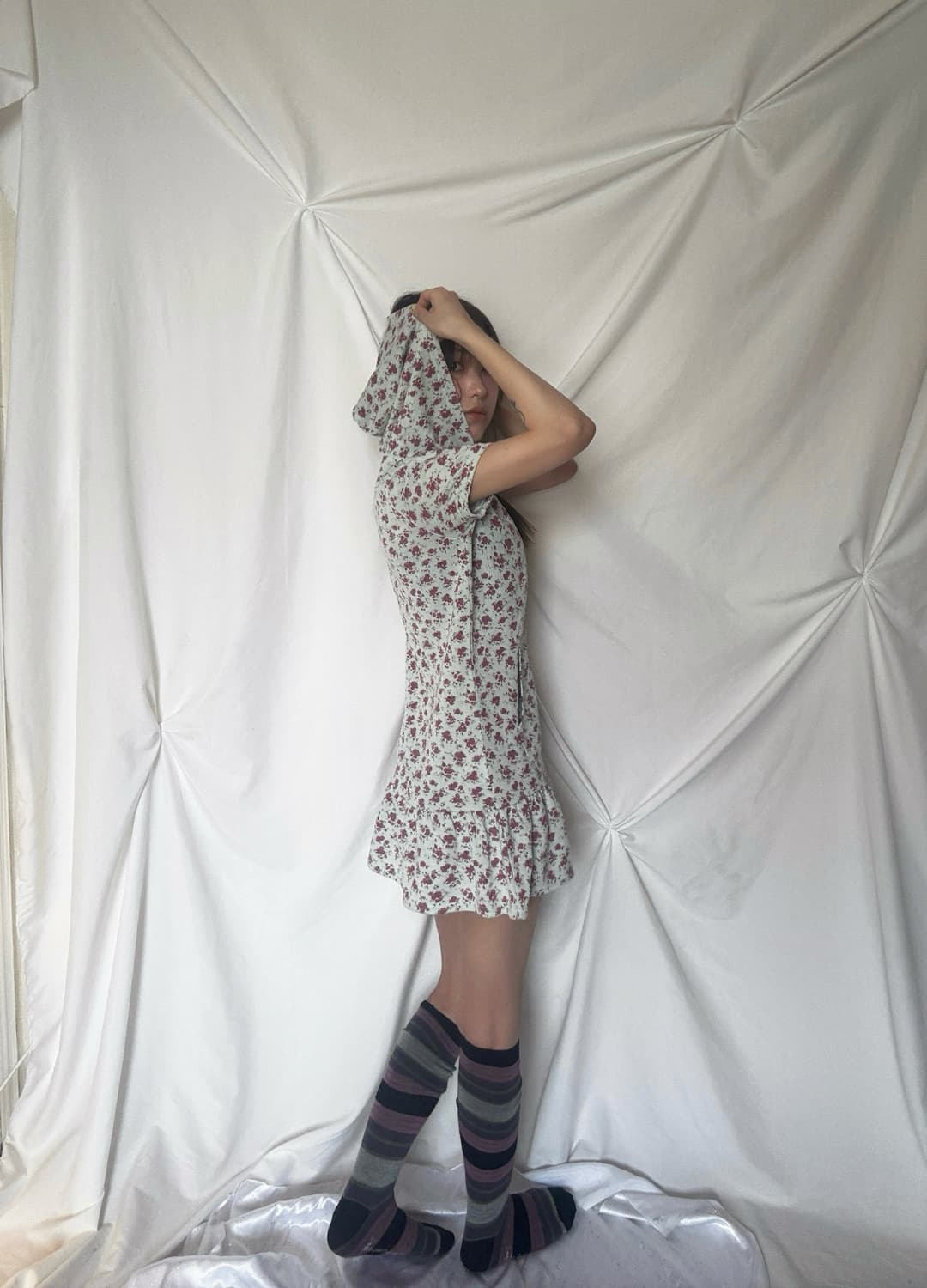 꽃 반팔후드 원피스 상품이미지9