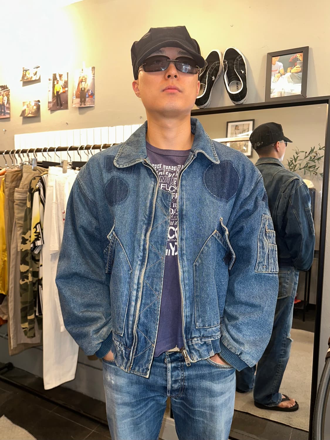 90’s Japanese patch denim flight jacket 상품이미지1