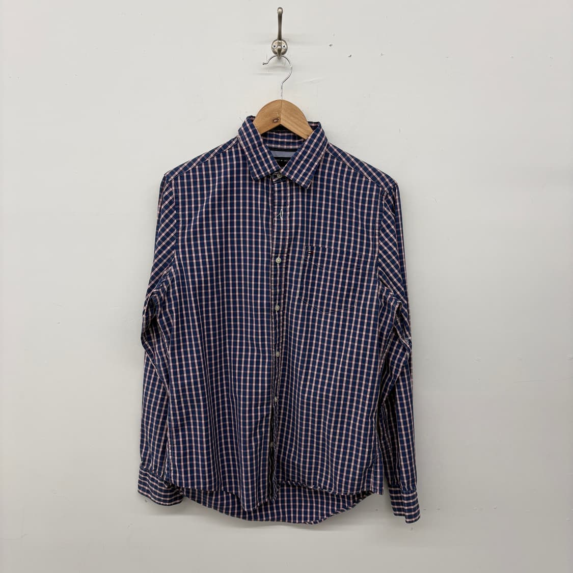 타미힐피거 네이비 체크 긴팔 셔츠 남s 상품이미지1
