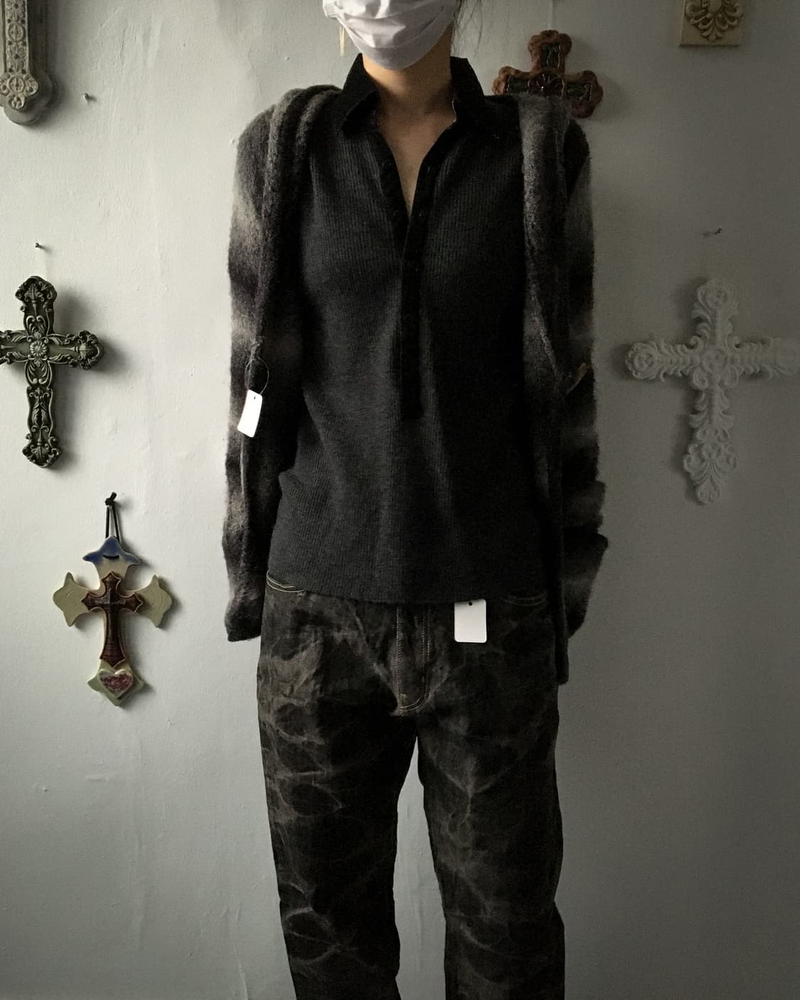 Pattern point hood knit cardigan 상품이미지8