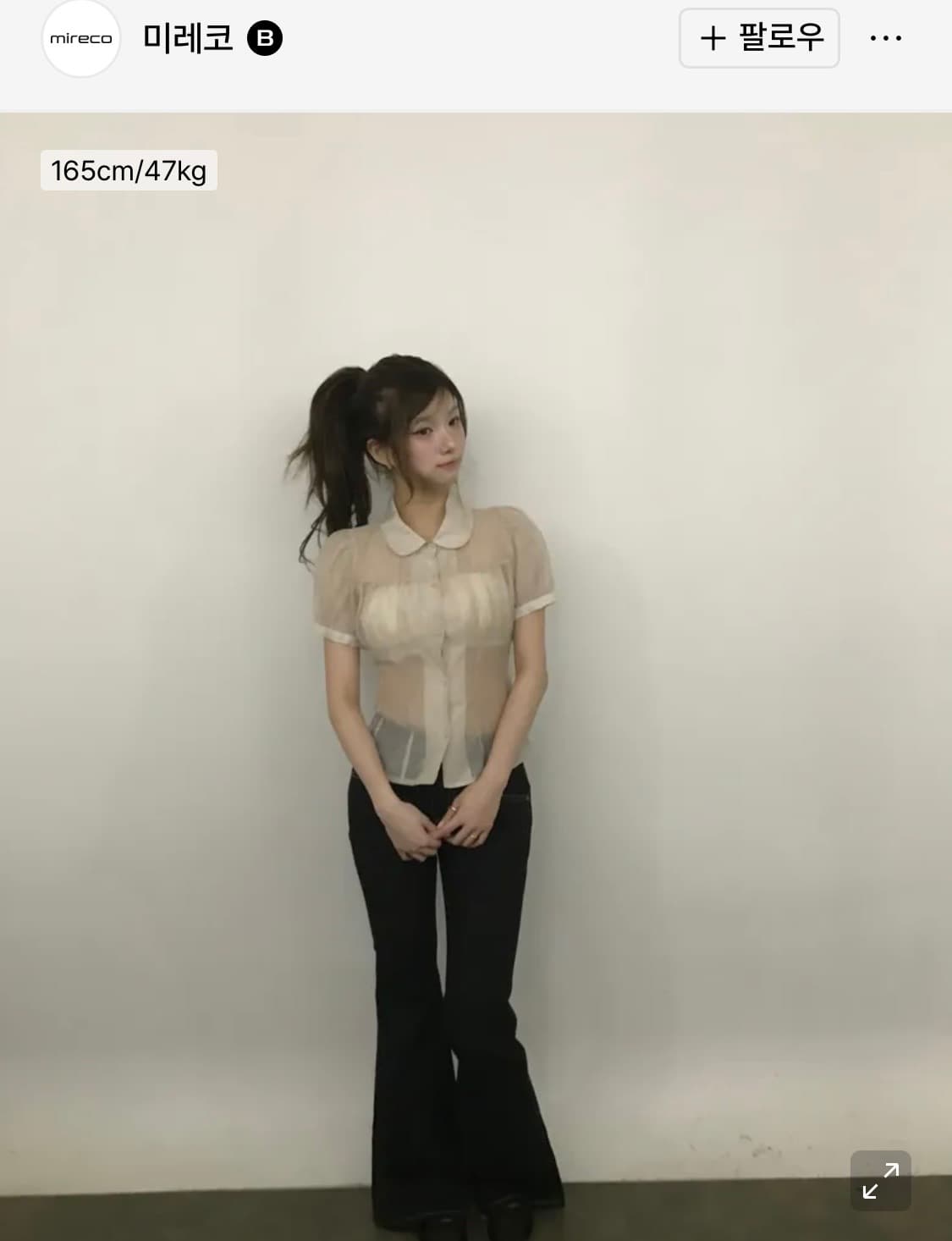 미레코 셔링 블라우스 SHIRRING SHEER BLOUSE 상품이미지1