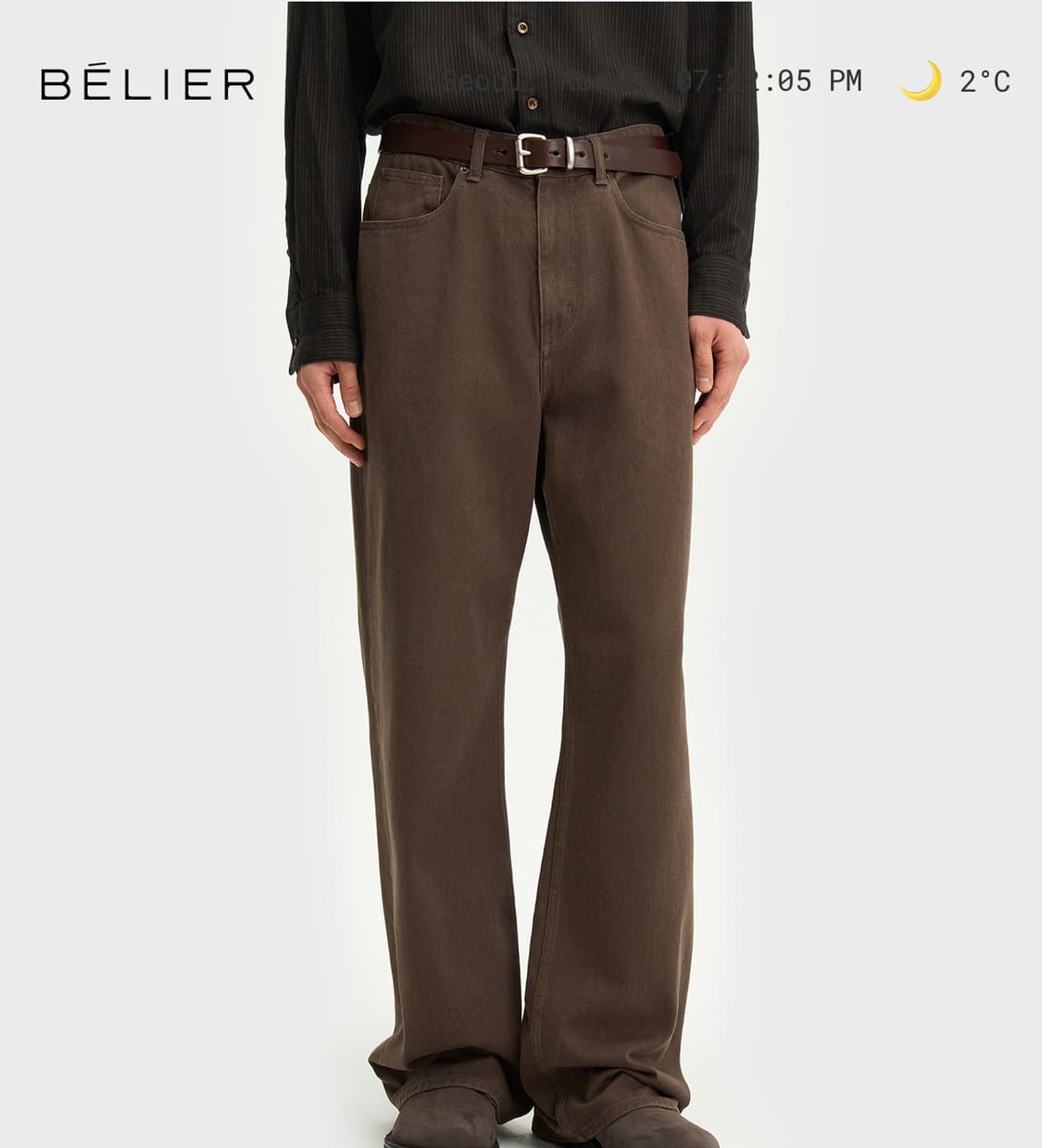 벨리에 트루와이드 데님팬츠 워시드 브라운 28 상품이미지1