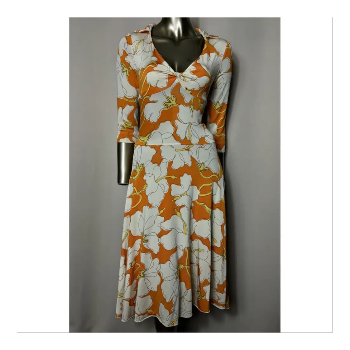 모스키노 칩앤시크 오렌지 플라워패턴 꼬임넥 비스코스 저지 탑 상품이미지1