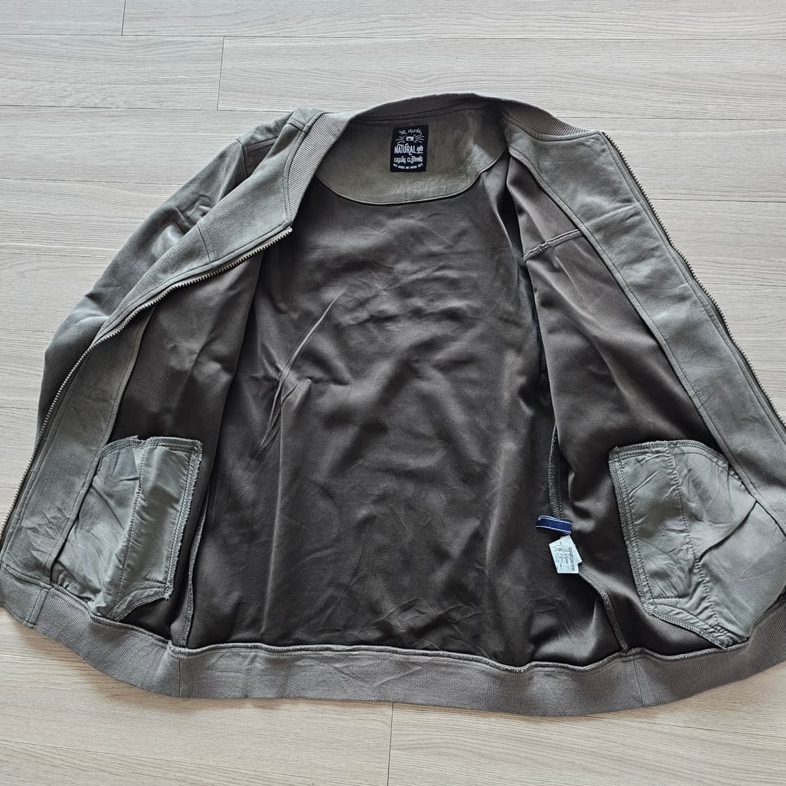 M L 100 RamLossa 벨벳 트랙자켓 점퍼 카키그레이 일본 빈티지 상품이미지6