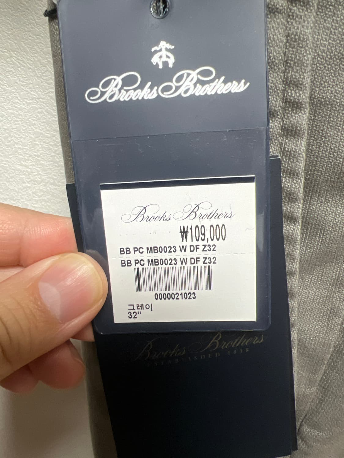 미사용 신품) 브룩스브라더스 워시드 스트레치 치노 그레이 32인치 상품이미지2
