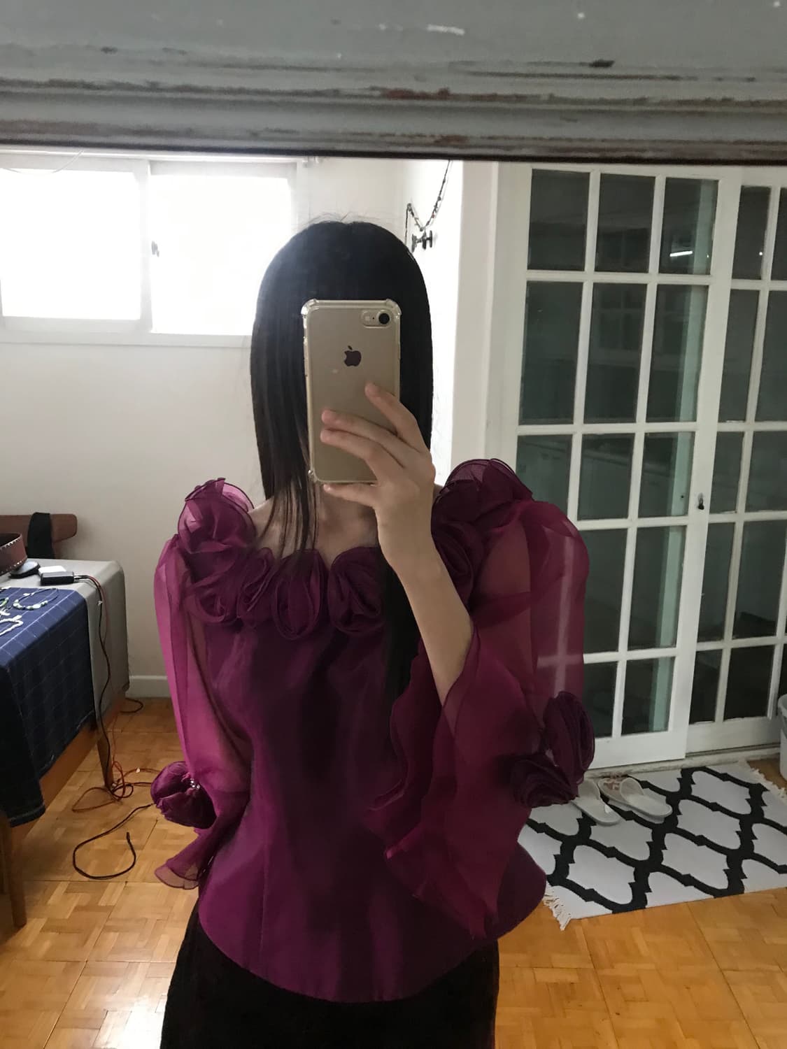 vintage rose organza blouse 상품이미지1