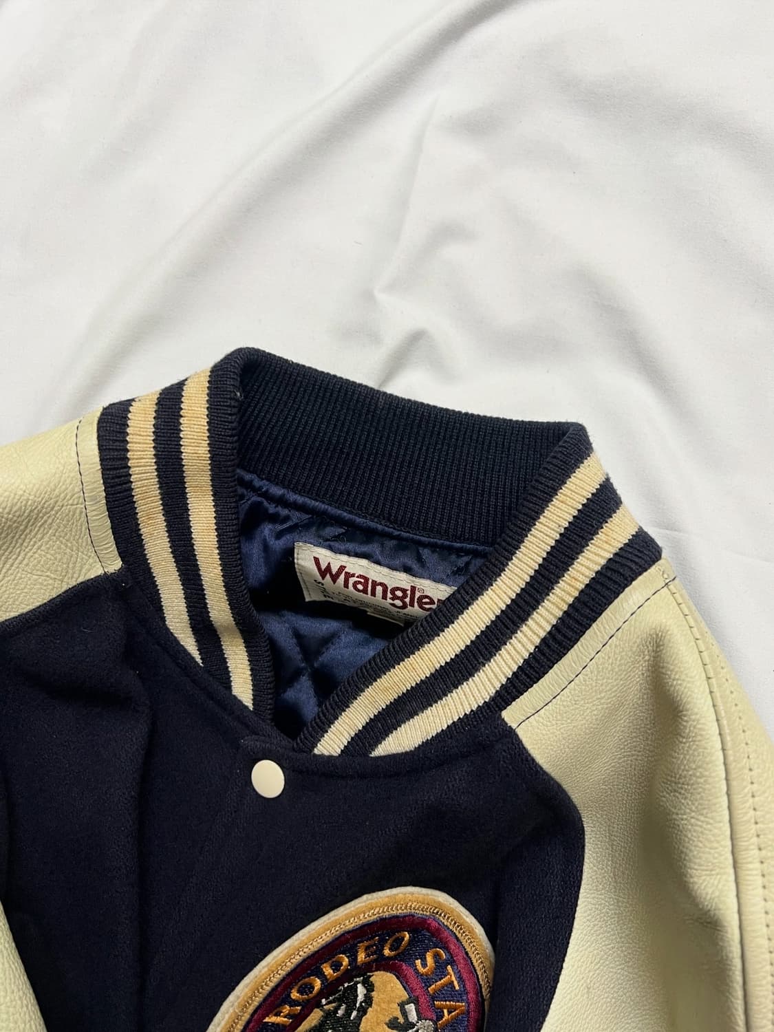 90s 랭글러 가죽 바시티 자켓 상품이미지10