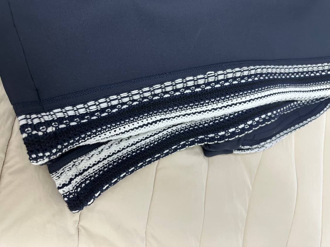 우영미 니트디테일 트랙팬츠 네이비 46 상품이미지2