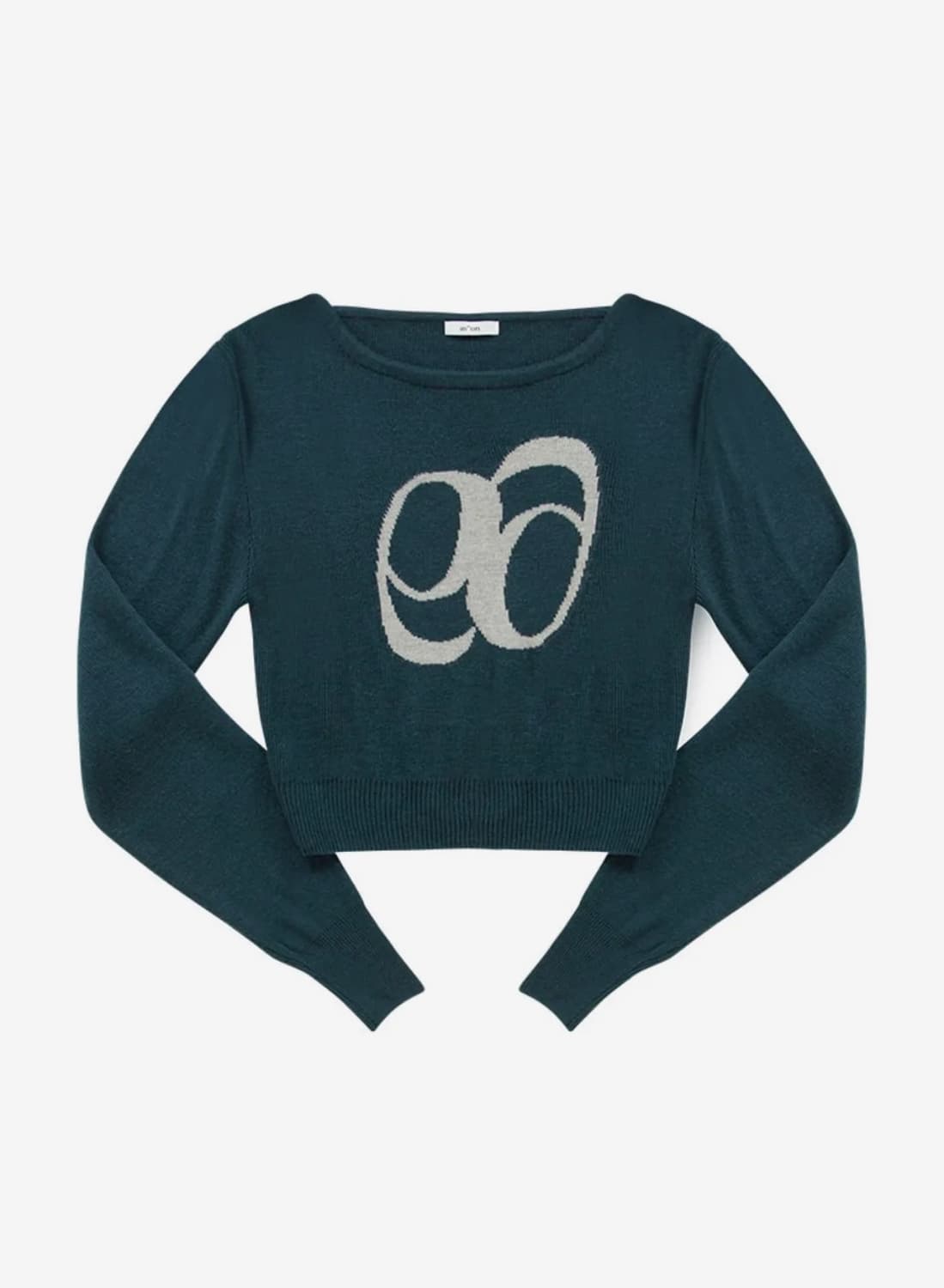 애즈온 보트넥 니트 블루 그린 상품이미지2