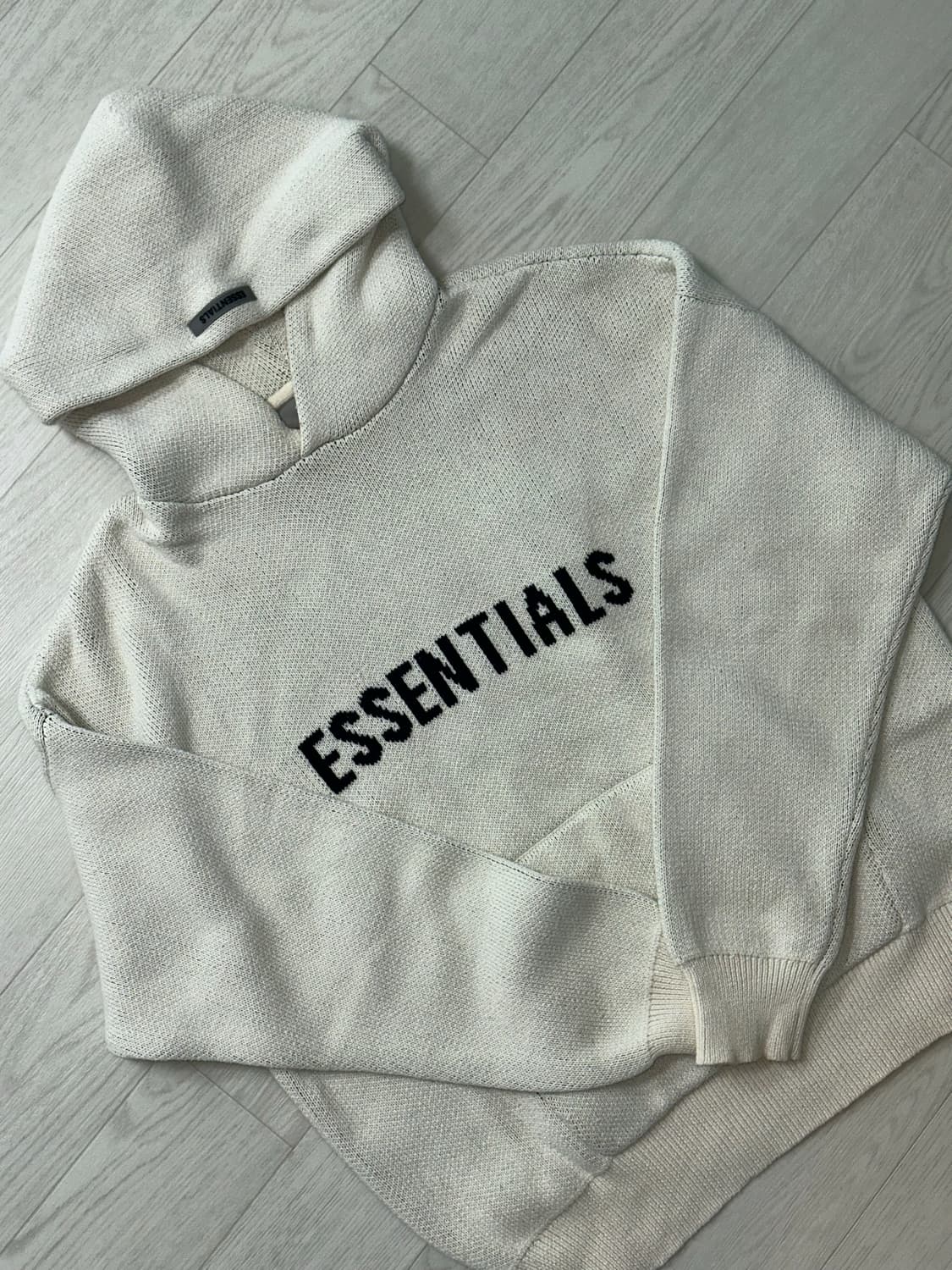 에센셜 니트 후드 크림 20fw 상품이미지2