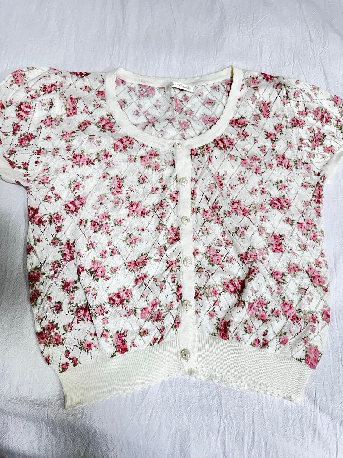 빈티지 꽃무늬 반팔니트 가디건  상품이미지2